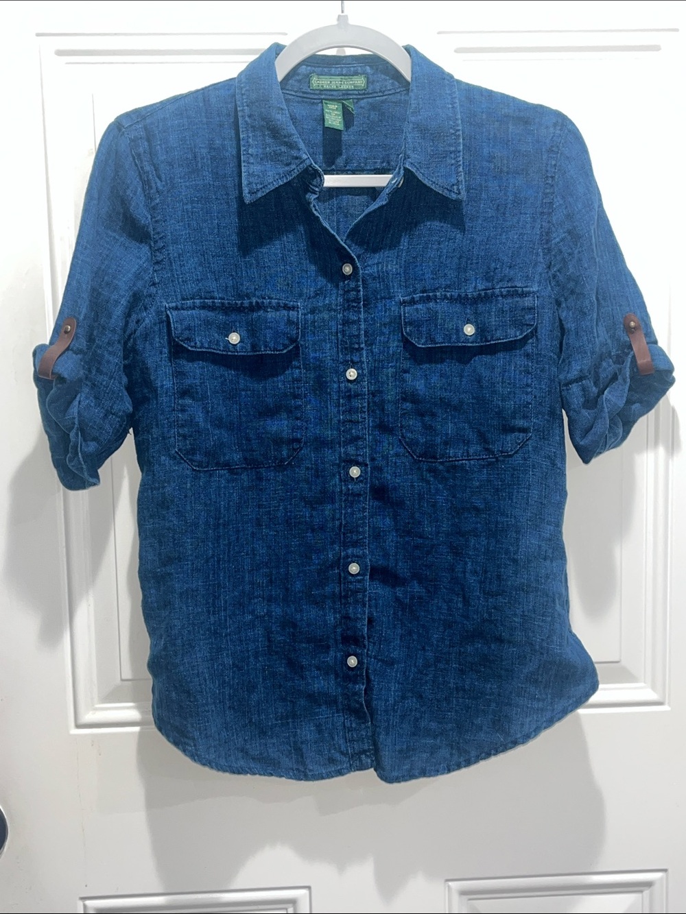 Lauren Jeans Company Chambray Dark Blue Denim Button-Down Ralph Lauren Shirt